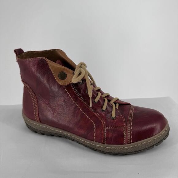 Overland boots womens 40 10 red leather lace up granola gorpcore hiking outdoor - Picture 1 of 9